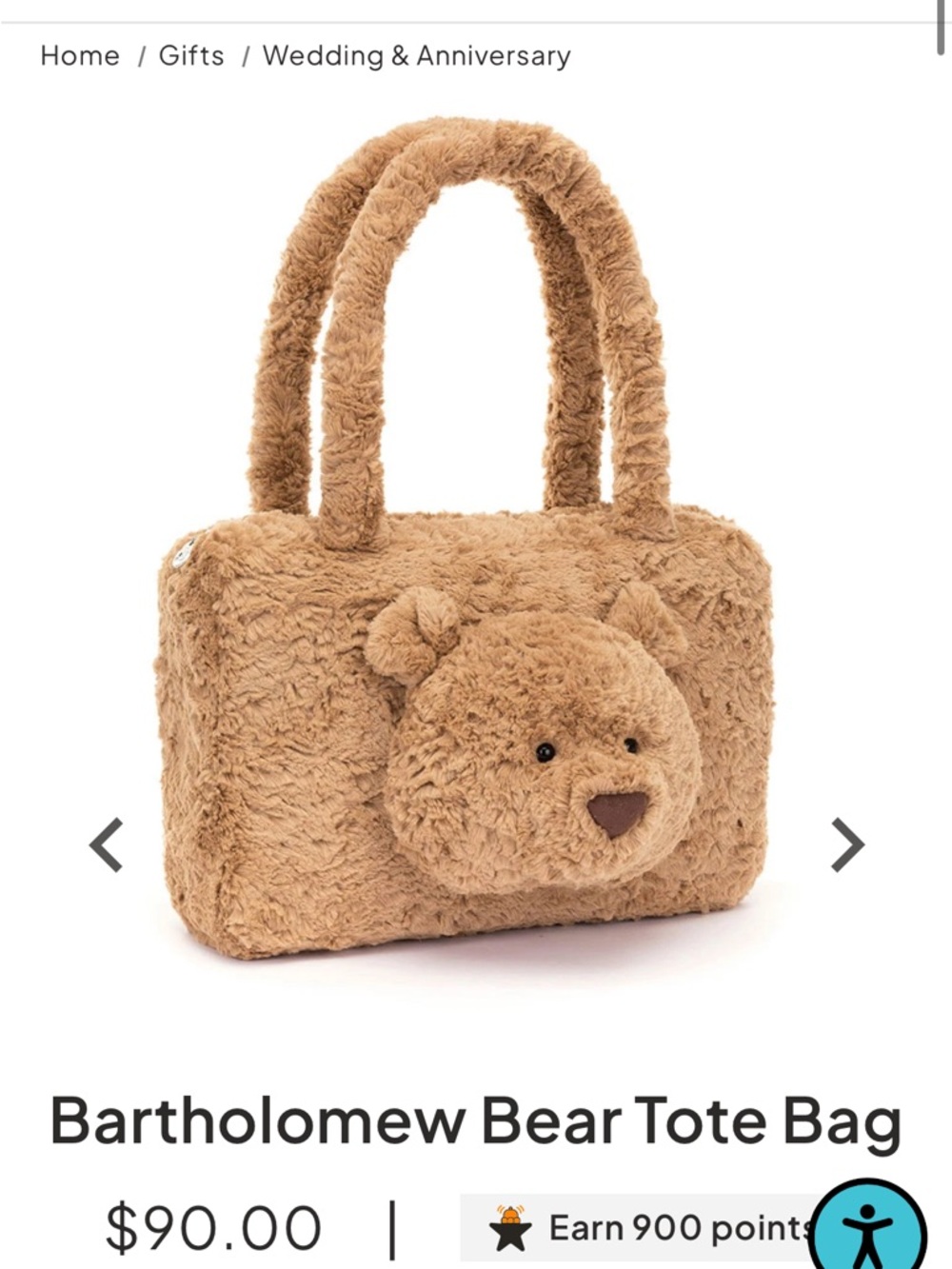 NWT! Jellycat Bartholomew Bear Tote Bag - Brown